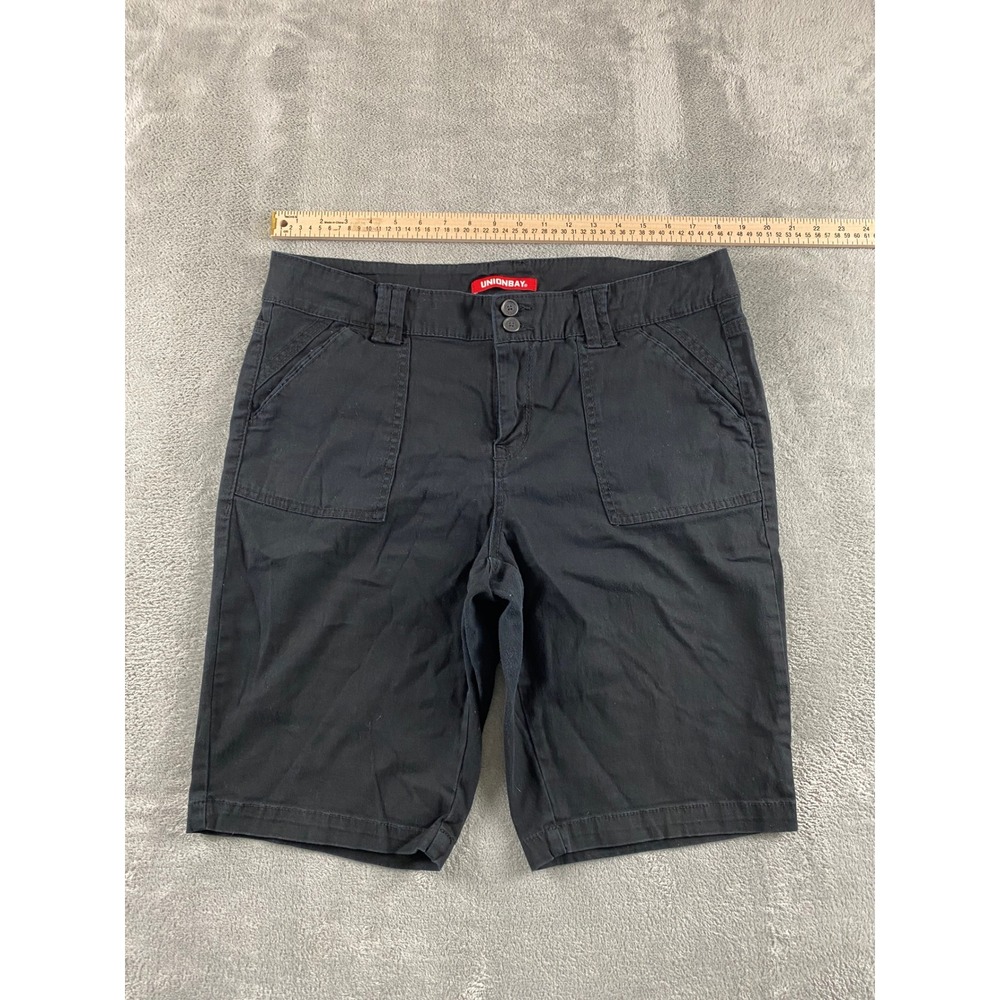 Unionbay Mens‎ Black Cargo Utility Shorts Size 17 Double Button Solid Casual - Picture 3 of 14